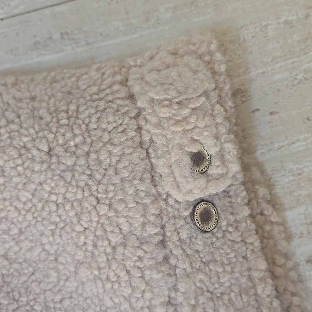 Mango MNG Casual Cozy Tan Sherpa Button Down Teddy Bear Jacket - Picture 11 of 11
